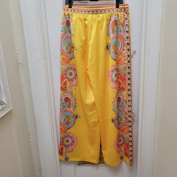 LikeMyChoice Vibrant Paisley Wide-Leg Pants With Elastic Tie Waistband 2XL NWOT - Picture 5 of 7